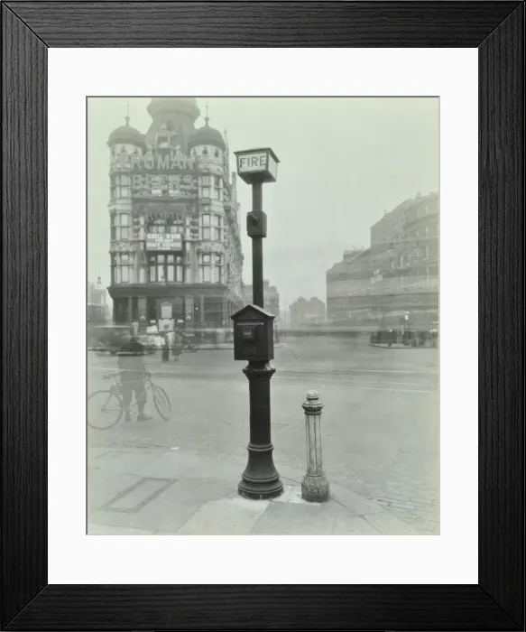 Framed Print : Street fire alarm, Southwark, London, 1932 Framed Print : Street fire alarm, Southwark, London, 1932