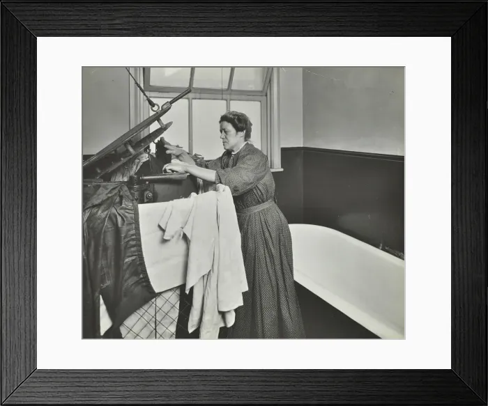 Framed Print : Nurse using a steriliser in the bathroom at Chaucer Cleansing Station, London, 1911 Framed Print : Nurse using a steriliser in the bathroom at Chaucer Cleansing Station, London, 1911