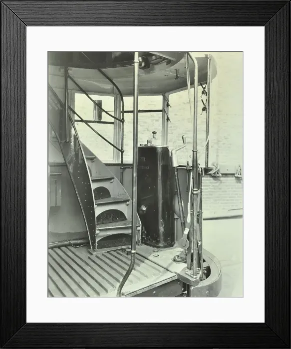 Framed Print : Interior of an electric tram showing driver controls, 1931 Framed Print : Interior of an electric tram showing driver controls, 1931