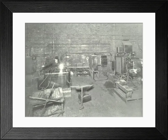 Framed Print : Men welding, Charlton Central Repair Depot, London, 1932 Framed Print : Men welding, Charlton Central Repair Depot, London, 1932
