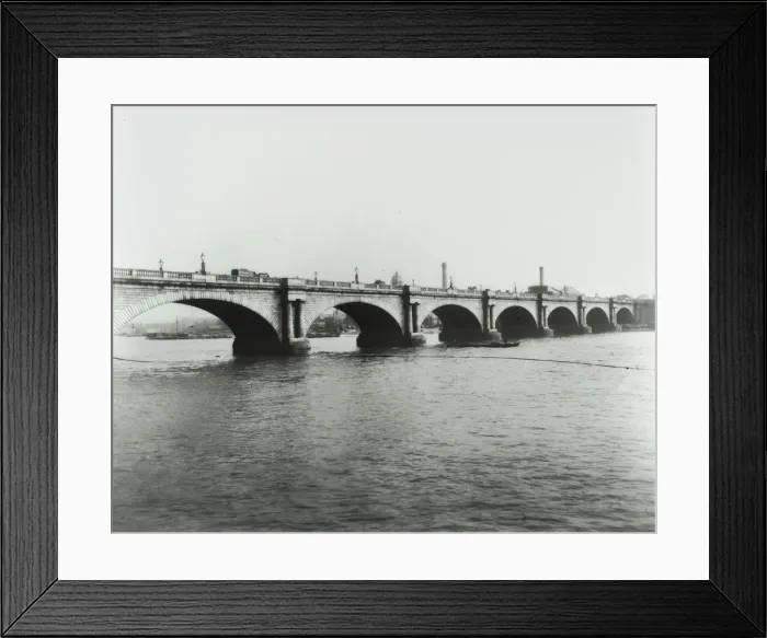 Framed Print : Old Waterloo Bridge and the South Bank, London, 1895 Framed Print : Old Waterloo Bridge and the South Bank, London, 1895
