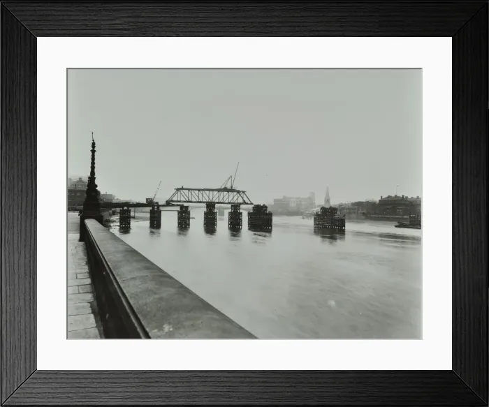 Framed Print : Temporary bridge over the River Thames being dismantled, London, 1948 Framed Print : Temporary bridge over the River Thames being dismantled, London, 1948