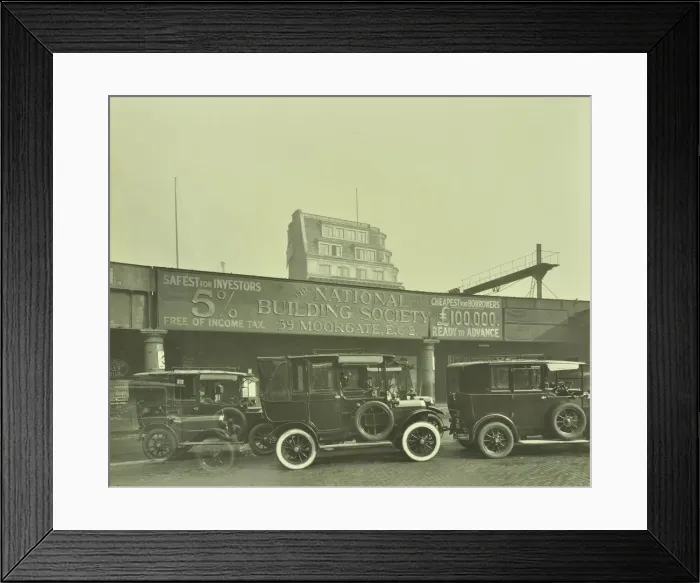 Framed Print : Cars parked outside London Bridge Station, 1931 Framed Print : Cars parked outside London Bridge Station, 1931