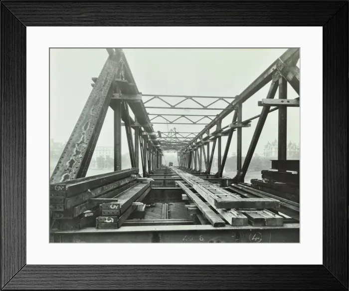 Framed Print : Erection of Emergency Thames Bridge, London, 1942 Framed Print : Erection of Emergency Thames Bridge, London, 1942