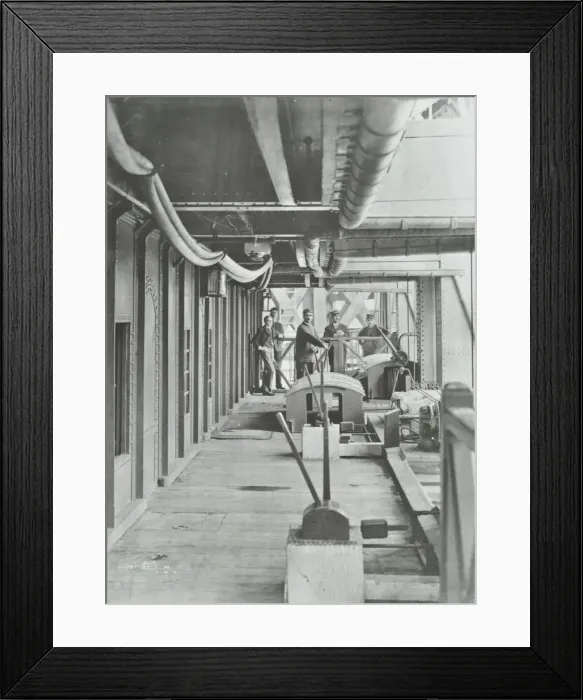 Framed Print : Men on the Hydraulic Lever Platform of the Woolwich Ferry, London, 1896