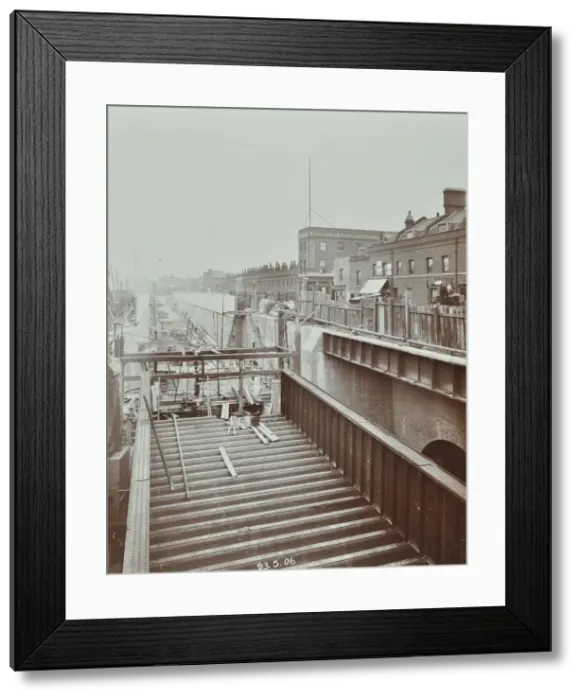 Framed Print : Construction of the bridge approach to Rotherhithe Tunnel, Bermondsey, London, 1906 Framed Print : Construction of the bridge approach to Rotherhithe Tunnel, Bermondsey, London, 1906