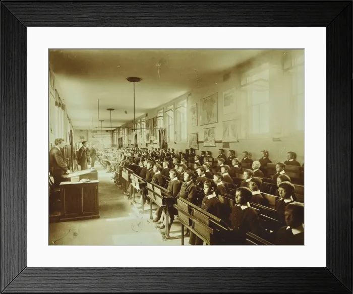 Framed Print : Boys sitting at their desks, Ashford Residential School, Middlesex, 1900 Framed Print : Boys sitting at their desks, Ashford Residential School, Middlesex, 1900