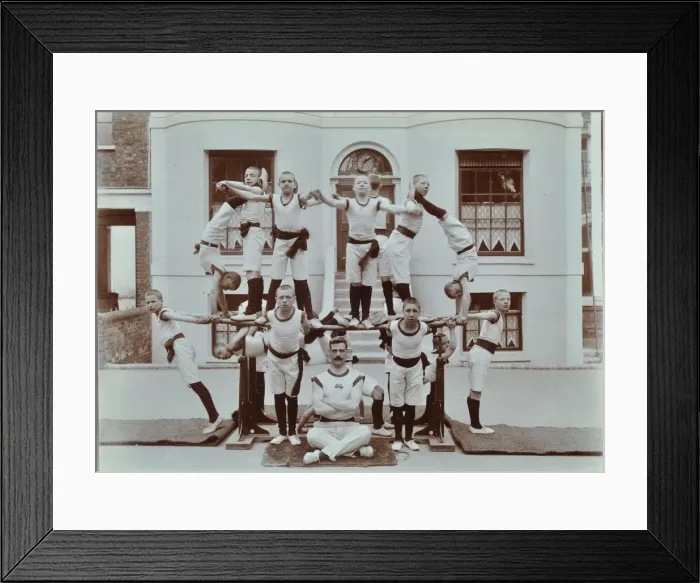Framed Print : Gymnastics display at the Boys Home Industrial School, London, 1900 Framed Print : Gymnastics display at the Boys Home Industrial School, London, 1900