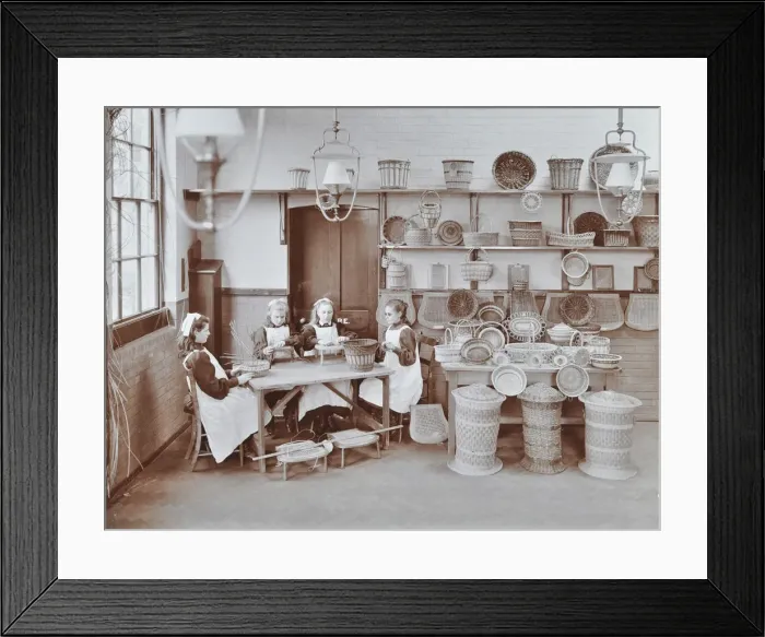 Framed Print : Basketry workshop at Elm Lodge Residential School for Elder Blind Girls, London, 1908 Framed Print : Basketry workshop at Elm Lodge Residential School for Elder Blind Girls, London, 1908