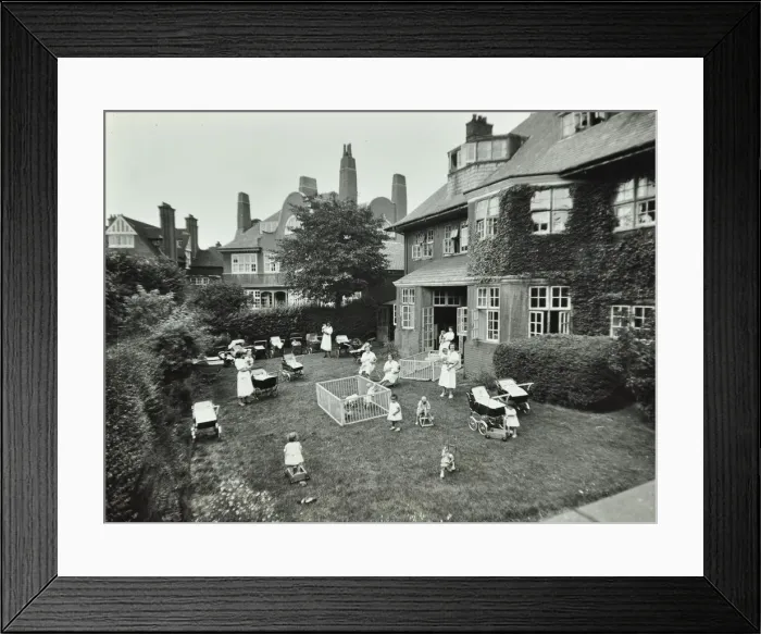 Framed Print : Children and carers in a garden, Hampstead, London, 1960 Framed Print : Children and carers in a garden, Hampstead, London, 1960
