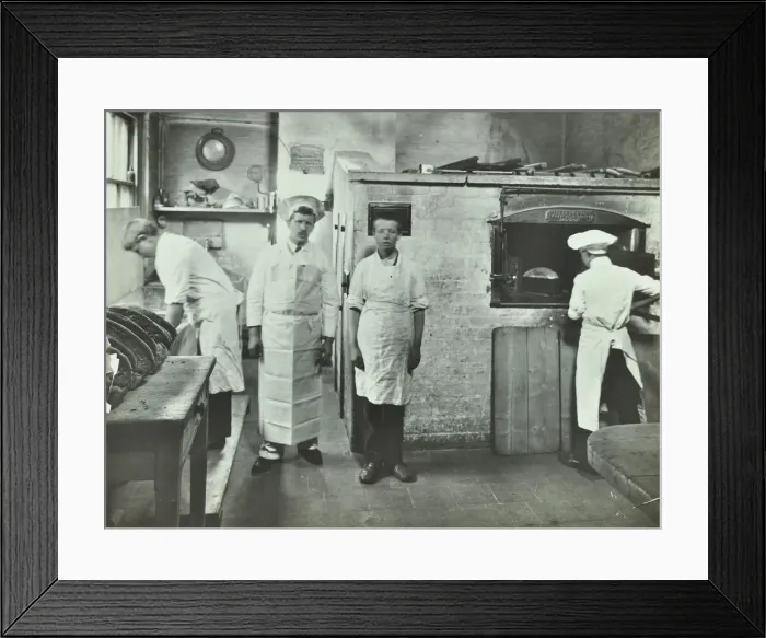 Framed Print : Boys making bread at Upton House Truant School, Hackney, London, 1908