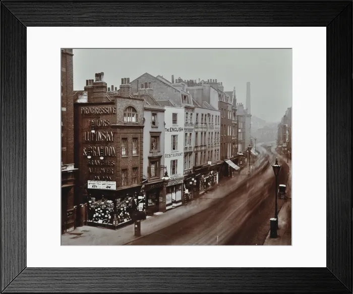 Framed Print : Shops on Bishopsgate, London, October 1909 Framed Print : Shops on Bishopsgate, London, October 1909