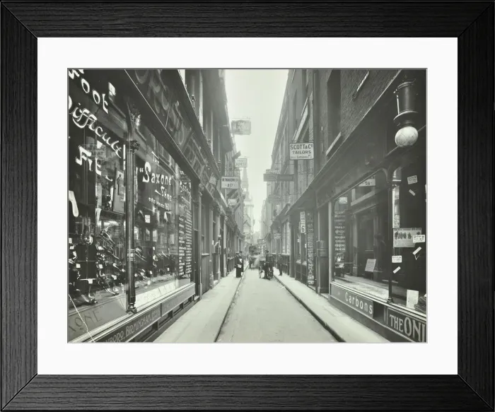 Framed Print : Shop windows, looking south from Cheapside, London, May 1912 Framed Print : Shop windows, looking south from Cheapside, London, May 1912