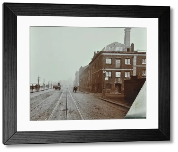 Framed Print : Tramlines on the Albert Embankment, Lambeth, London, 1909 Framed Print : Tramlines on the Albert Embankment, Lambeth, London, 1909