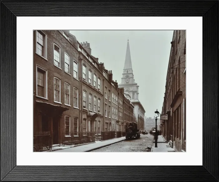 Framed Print : Georgian terraced houses and Christ Church, Spitalfields, Stepney, London, 1909 Framed Print : Georgian terraced houses and Christ Church, Spitalfields, Stepney, London, 1909