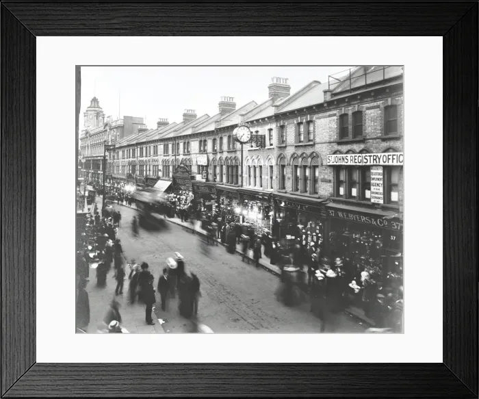 Framed Print : Busy street scene, St Johns Road, Clapham Junction, London, 1912 Framed Print : Busy street scene, St Johns Road, Clapham Junction, London, 1912