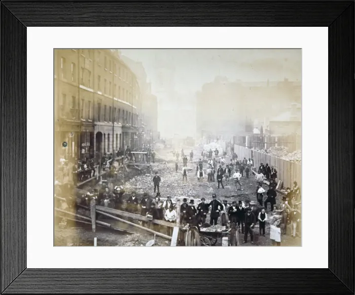 Framed Print : Road widening works in Shoe Lane, City of London, 1871. Artist: Henry Dixon Framed Print : Road widening works in Shoe Lane, City of London, 1871. Artist: Henry Dixon