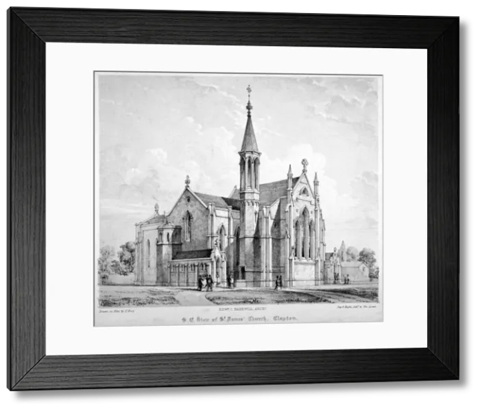 Framed Print : South-east view of St James Church, Clapton, Hackney, London, c1860 Framed Print : South-east view of St James Church, Clapton, Hackney, London, c1860