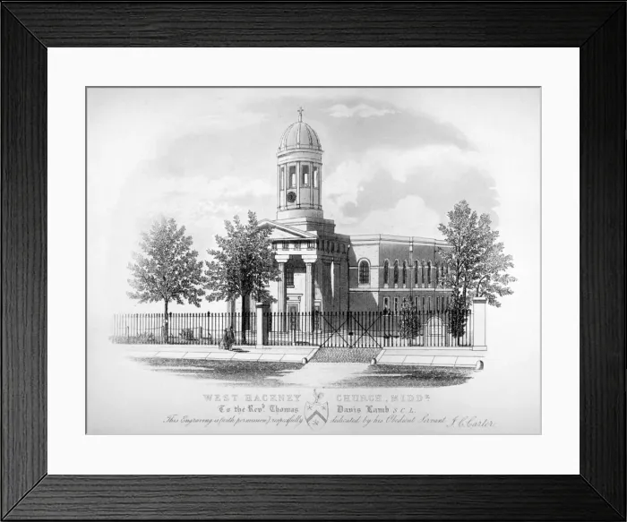 Framed Print : View of St James Church, West Hackney, London, c1825. Artist: James Carter Framed Print : View of St James Church, West Hackney, London, c1825. Artist: James Carter
