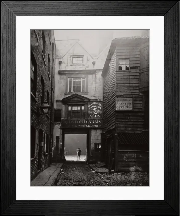 Framed Print : View of the gateway to the Oxford Arms Inn, Warwick Lane, City of London, 1875. Artist Framed Print : View of the gateway to the Oxford Arms Inn, Warwick Lane, City of London, 1875. Artist