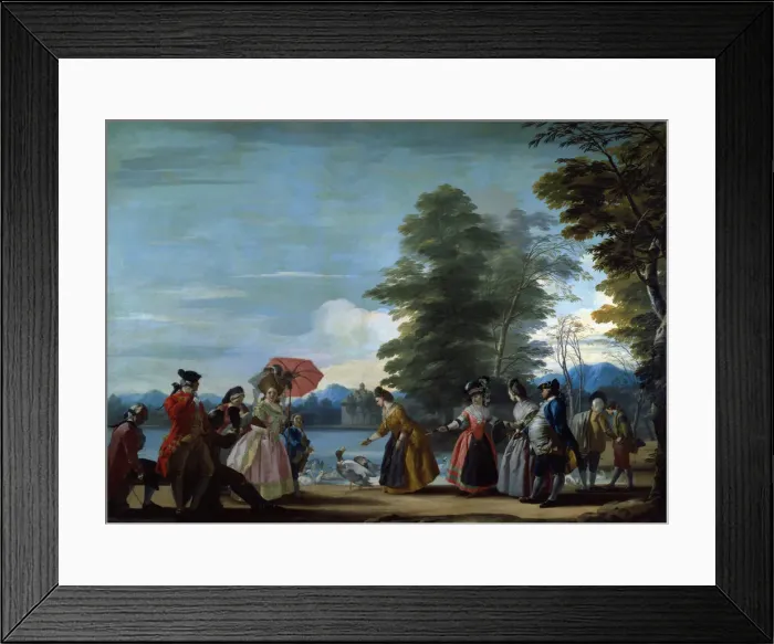 Framed Print : A walk along the large pond of El Retiro, 1780 Framed Print : A walk along the large pond of El Retiro, 1780