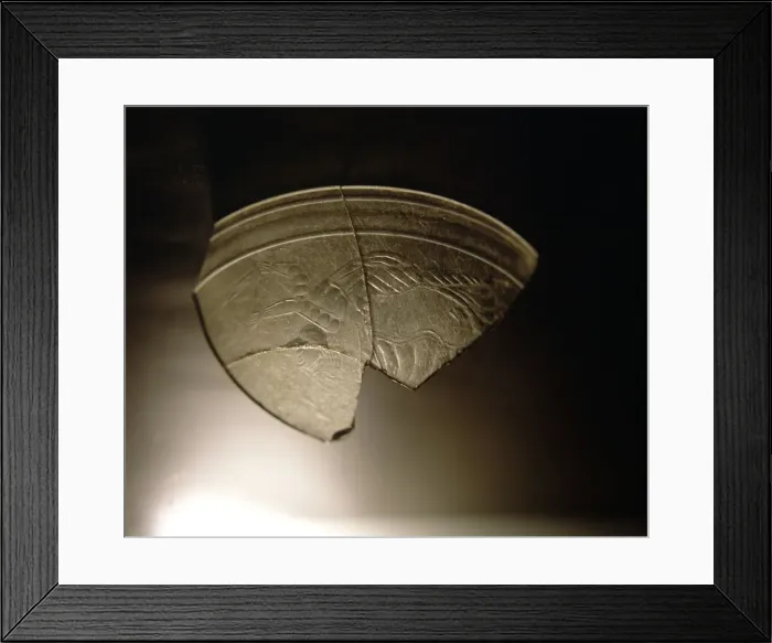 Framed Print : Glass cup engraved, fragment, from Pamplona Framed Print : Glass cup engraved, fragment, from Pamplona