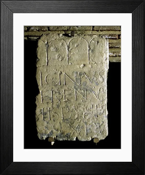 Framed Print : Stela in limestone, from the Oppidum of Pamplona Framed Print : Stela in limestone, from the Oppidum of Pamplona