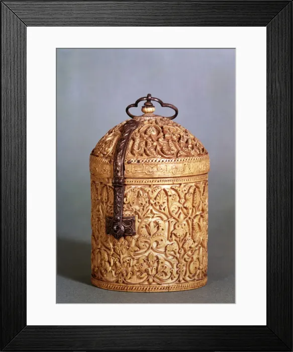 Framed Print : Perfumes container made in ivory, by the Master Halaf of the Cordoba school of Medina Azahara Framed Print : Perfumes container made in ivory, by the Master Halaf of the Cordoba school of Medina Azahara