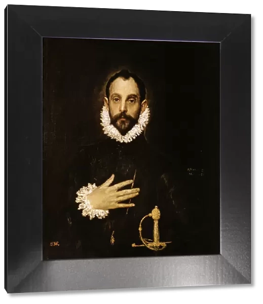 The Knight of the hand on the chest, anonymous personage painted by El Greco, in the Prado Museum