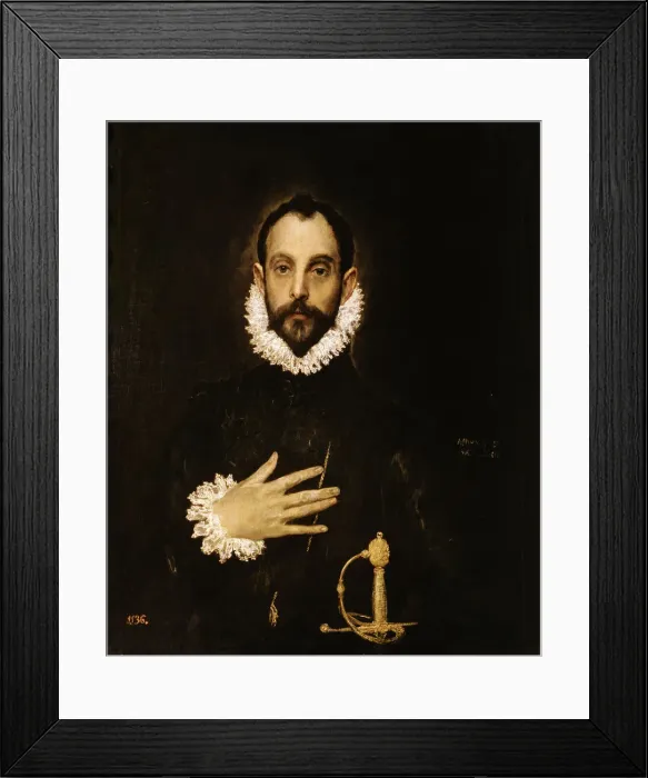 Framed Print : The Knight of the hand on the chest, anonymous personage painted by El Greco, in the Prado Museum Framed Print : The Knight of the hand on the chest, anonymous personage painted by El Greco, in the Prado Museum