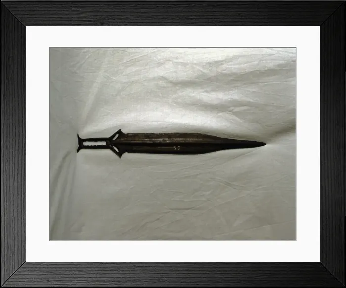 Framed Print : Sword of three parts barb, carps tongue shaped blade, from Palma del Rio (Cordoba) Framed Print : Sword of three parts barb, carps tongue shaped blade, from Palma del Rio (Cordoba)