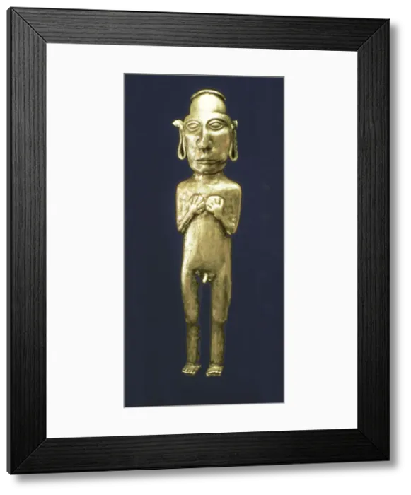 Framed Print : Empty anthropomorphic figure made of silver representing a male person with his arms Framed Print : Empty anthropomorphic figure made of silver representing a male person with his arms