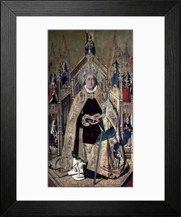 Framed Print : Saint Dominic of Silos enthroned as abbot, by Bartolome Bermejo Framed Print : Saint Dominic of Silos enthroned as abbot, by Bartolome Bermejo