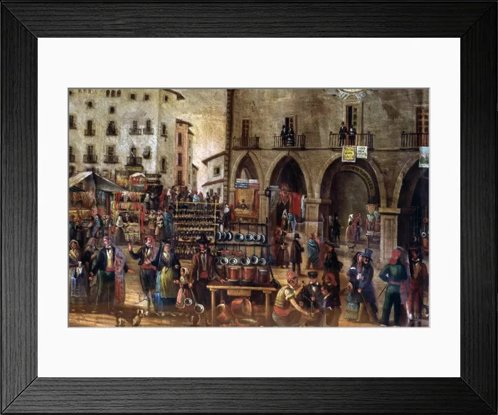 Framed Print : Assumption Fair in the Main Square of Manresa, detail of a painting by Maria Folch Framed Print : Assumption Fair in the Main Square of Manresa, detail of a painting by Maria Folch