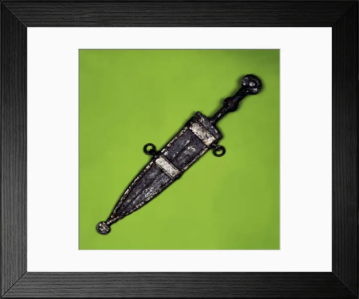 Framed Print : Bispherical dagger with cold meat decoration in silver on the scabbard