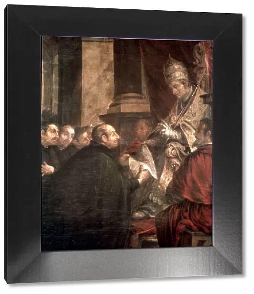 Saint Ignatius receiving from Pope Paul III the bull of the founding of the Society of Jesus