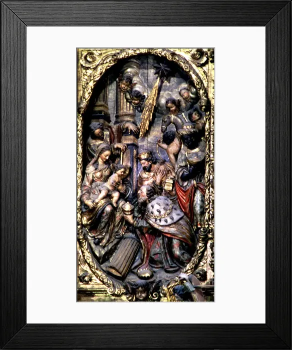 Framed Print : Adoration of the Magi, detail of the altarpiece in the church of Santa Maria of Arenys de Mar Framed Print : Adoration of the Magi, detail of the altarpiece in the church of Santa Maria of Arenys de Mar