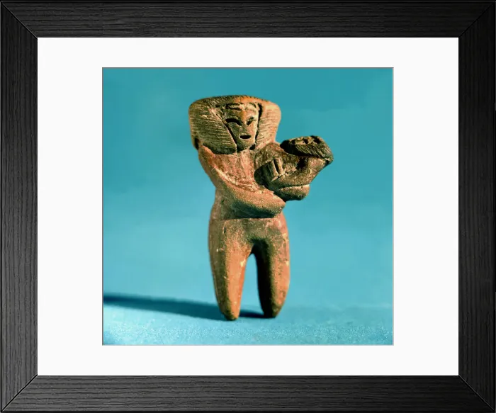 Framed Print : Female Figure with a newborn in arms, from a rubbish dump excavated near the town of Valdivia Framed Print : Female Figure with a newborn in arms, from a rubbish dump excavated near the town of Valdivia