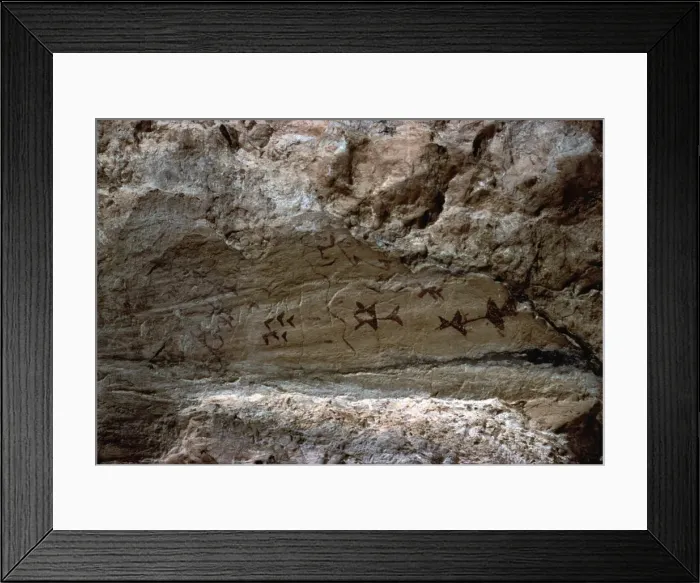 Framed Print : Schematic cave paintings in the cave of Los Letreros (Velez Blanco, Los Velez Framed Print : Schematic cave paintings in the cave of Los Letreros (Velez Blanco, Los Velez