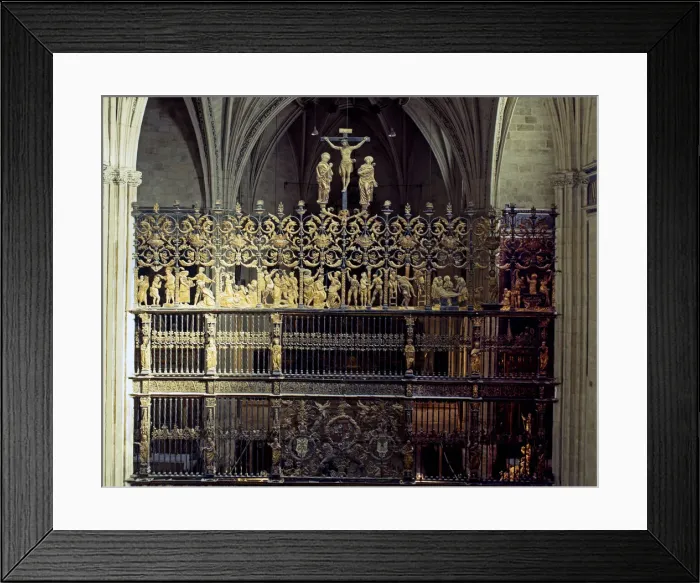 Framed Print : Iron gate with Corinthian pilasters and plateresque ornaments, made between 1518-1520 Framed Print : Iron gate with Corinthian pilasters and plateresque ornaments, made between 1518-1520