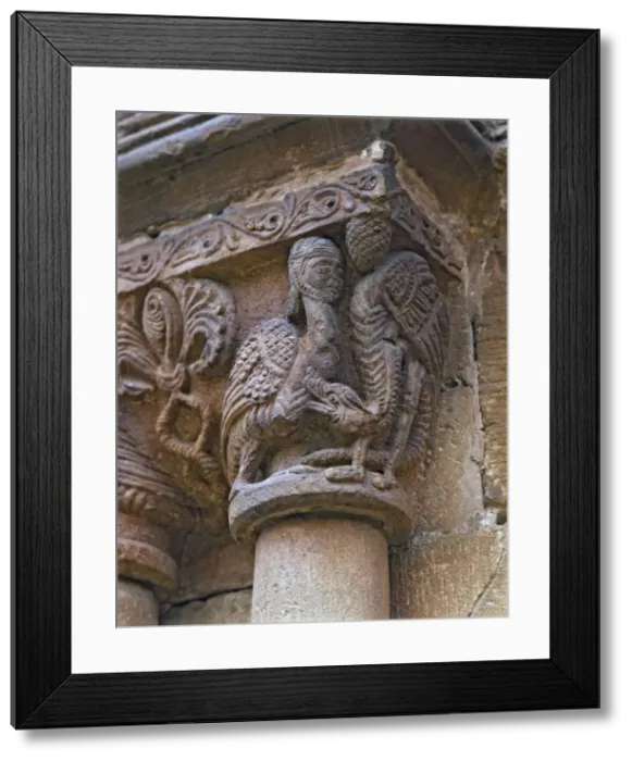 Framed Print : Capital with anthropomorphic decoration on the outside of one of the galleries of Framed Print : Capital with anthropomorphic decoration on the outside of one of the galleries of