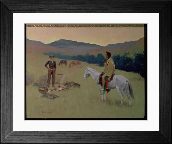 Framed Print : The Conversation (Doubtful company), oil Painting by Frederic Remington Framed Print : The Conversation (Doubtful company), oil Painting by Frederic Remington