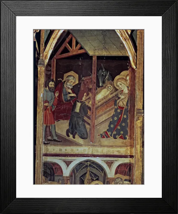 Framed Print : Sigena Altarpiece. Table of the Adoration of the Shepherds, 1375