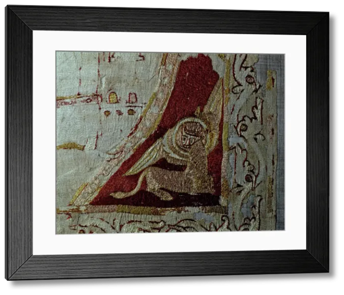 Framed Print : Standard of Saint Odon with a figure on a prayer. Tetramorph symbol representing Saint Luke Framed Print : Standard of Saint Odon with a figure on a prayer. Tetramorph symbol representing Saint Luke