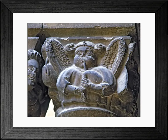 Framed Print : Capital of one of the Gothic galleries of the cloister built between (1387 - 1401) Framed Print : Capital of one of the Gothic galleries of the cloister built between (1387 - 1401)