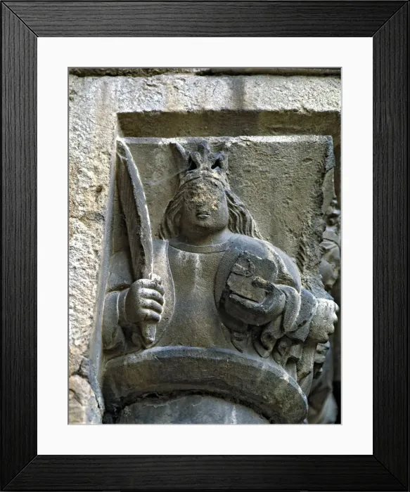 Framed Print : Capital of one of the Gothic galleries of the cloister built between (1387 - 1401) Framed Print : Capital of one of the Gothic galleries of the cloister built between (1387 - 1401)