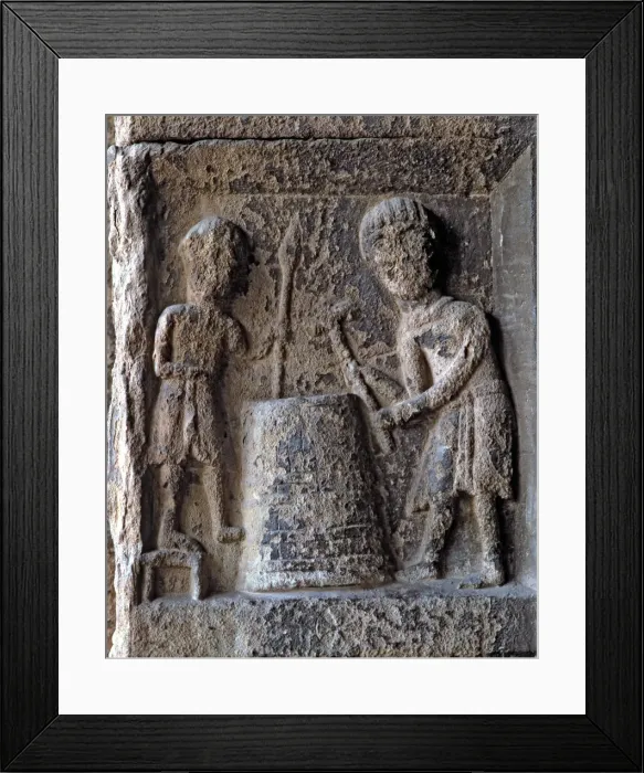 Framed Print : Facade of the Monastery of Santa Maria de Ripoll in which the 12 months of Framed Print : Facade of the Monastery of Santa Maria de Ripoll in which the 12 months of