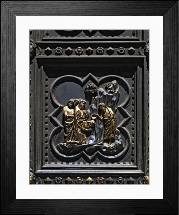 Framed Print : Baptism of the fishermen, one of the panels of the south gate of the Baptistery of St Framed Print : Baptism of the fishermen, one of the panels of the south gate of the Baptistery of St