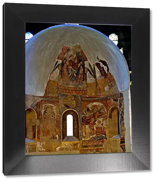 Murals in the apse with scenes of Jesus childhood and Pantocrator, Polinya c
