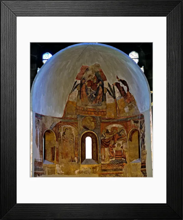 Framed Print : Murals in the apse with scenes of Jesus childhood and Pantocrator, Polinya c Framed Print : Murals in the apse with scenes of Jesus childhood and Pantocrator, Polinya c